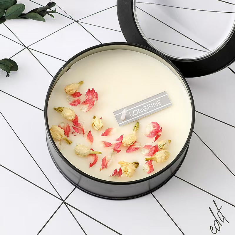 Cylinder Soy Wax Candle with Preserved Flower