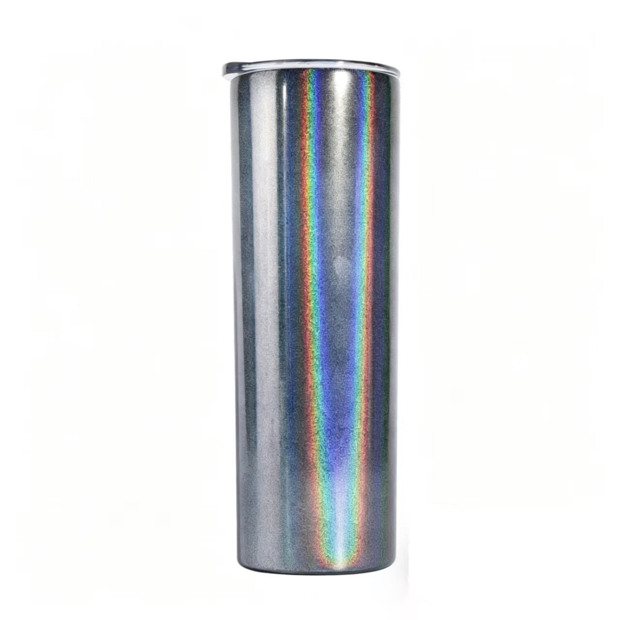Stainless Steel Straight Tumbler Rainbow Coated Black Straw Cup 20oz 15oz Insulated Drink Cup Portable Travel Mug