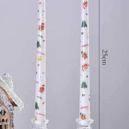 25cm Christmas Printed Taper Candles – Set of 2