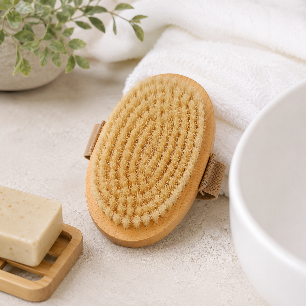 Natural Boar Bristle Exfoliating Dry Body Brush