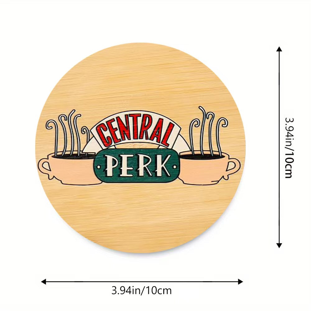 Wooden Coaster Set with Holder Table Drink Coasters