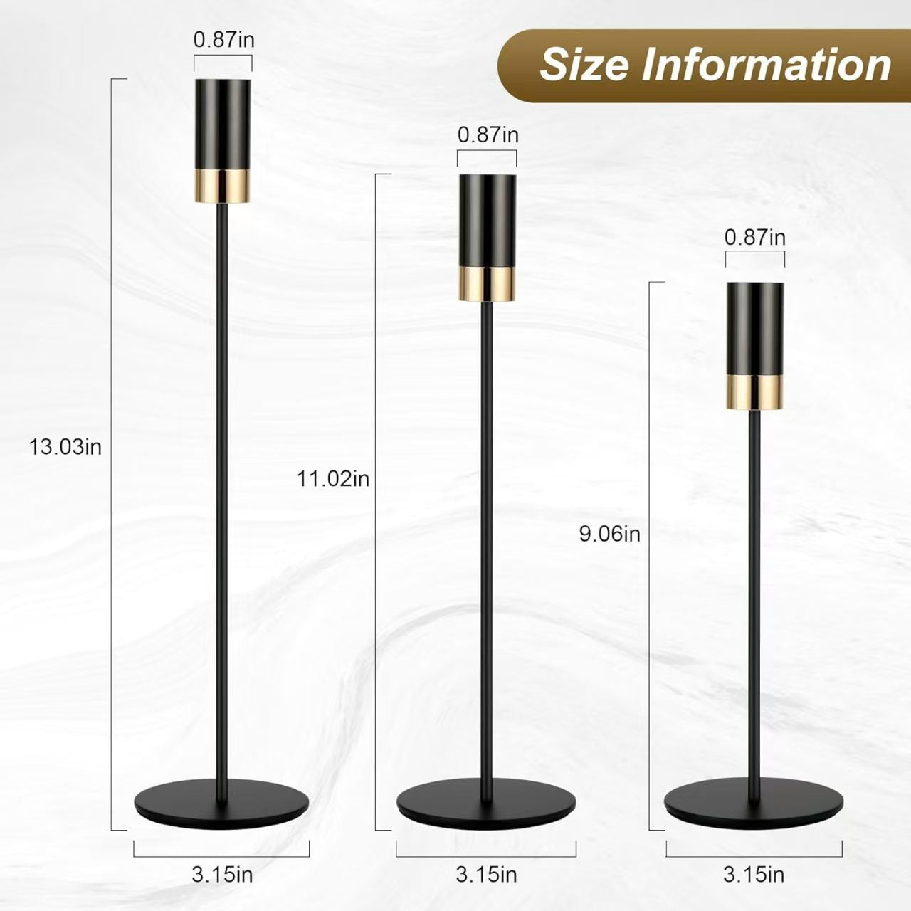 Electroplated Dual Tone Metal Candleholder Decor Set