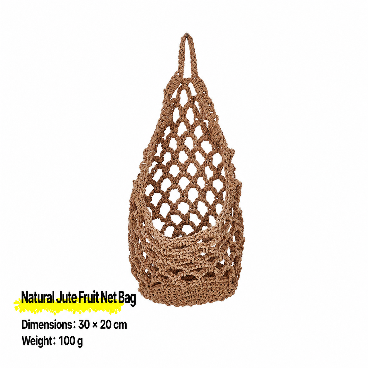 Hanging Crochet Storage Basket –30*20CM Cotton Rope Wall Hanging Fruit & Vegetable Net Bag for Kitchen& Home Decor