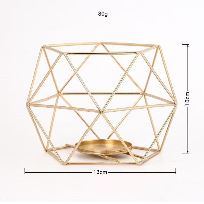 Geometric Iron Candleholder Set, Modern Decorative Ornament