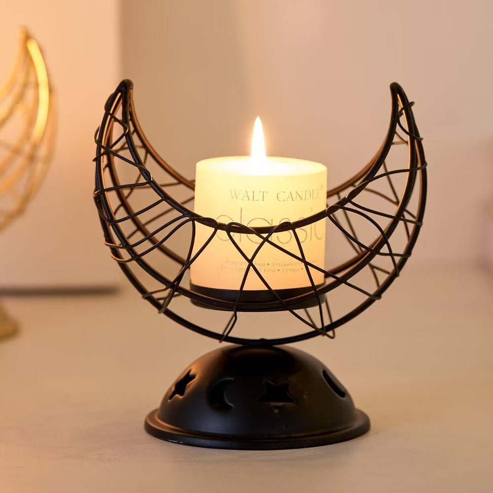 Crescent Moon Metal Incense Burner, Iron Decor Piece
