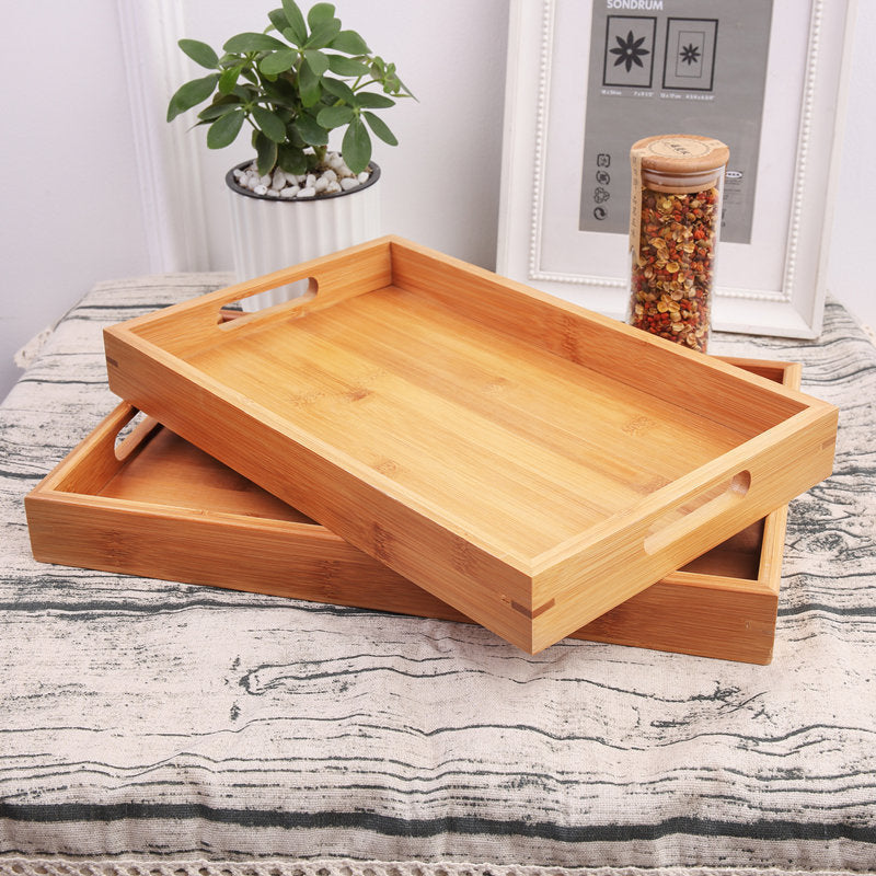 Rectangular Bamboo Serving Tray – Natural Wood Bread & Fruit Tray