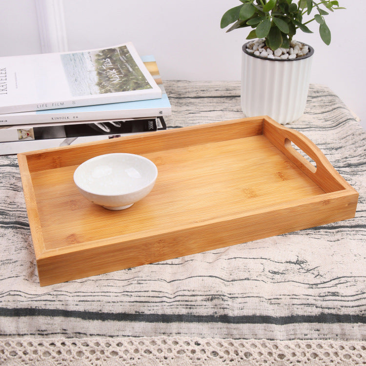 Rectangular Bamboo Serving Tray – Natural Wood Bread & Fruit Tray