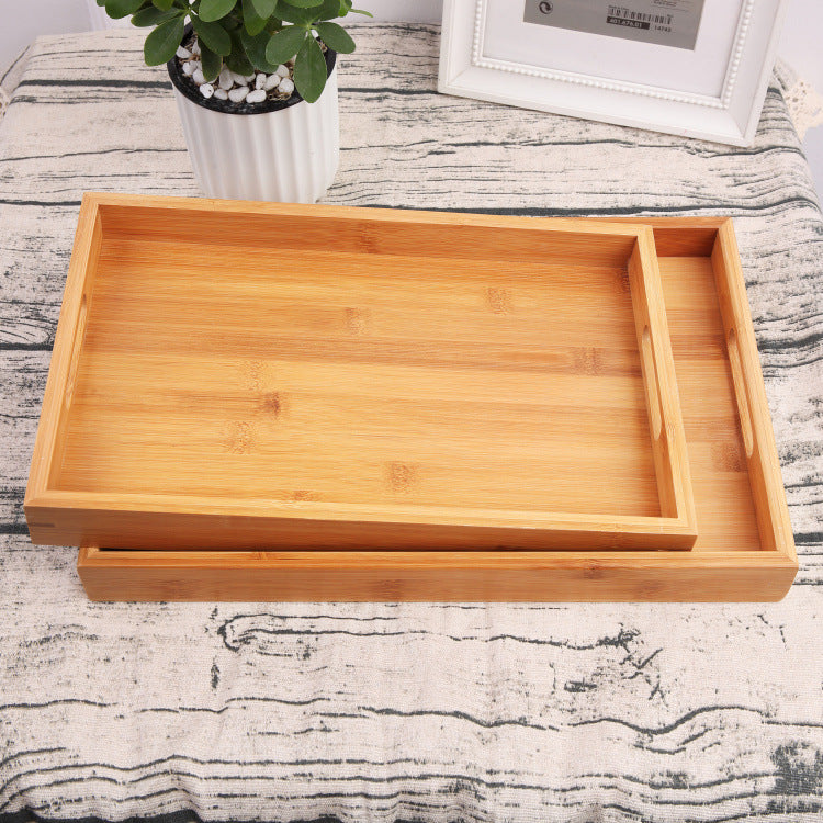 Rectangular Bamboo Serving Tray – Natural Wood Bread & Fruit Tray