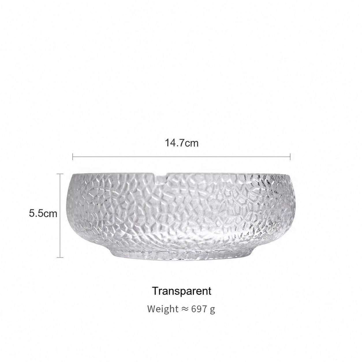 Luxury Textured Glass Ashtray – Crystal Pattern Decorative Cigarette Ashtray Tray for Home, Office, Bar & Hotel