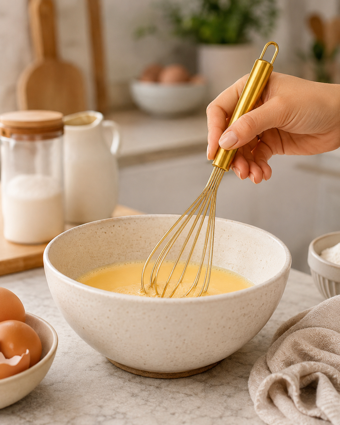 Gold Stainless Steel Balloon Whisk, Titanium Gold Plated Kitchen Wire Whisk
