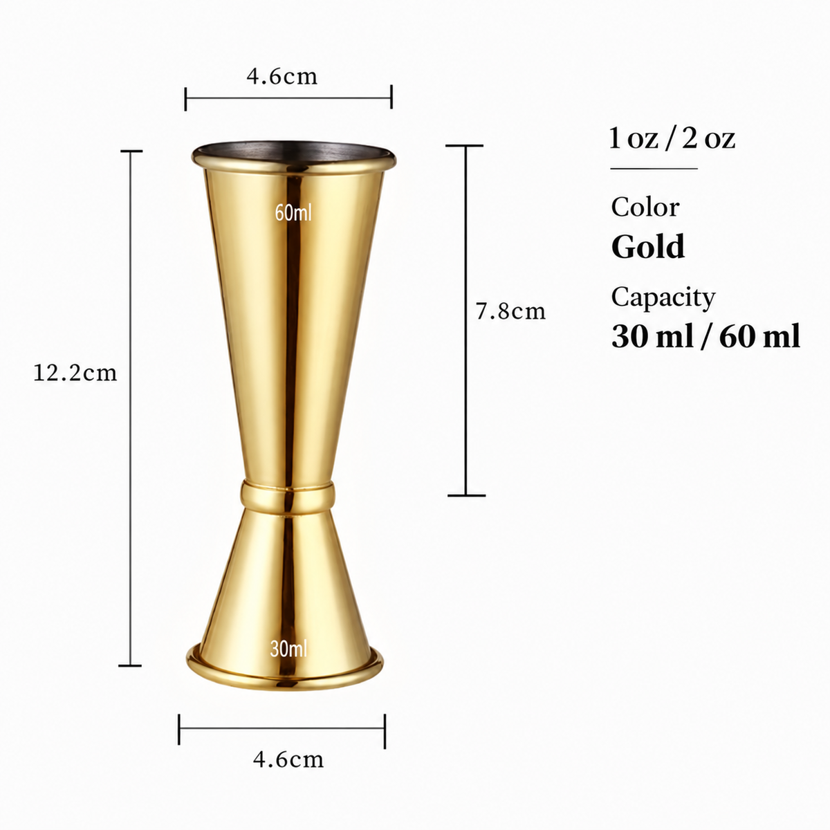 Stainless Steel Double Cocktail Jigger – 1 oz and 2 oz Bar Measuring Cup