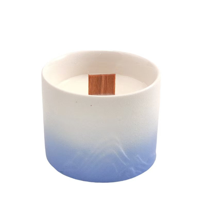 Ceramic Cup Scented Candle with Oriental Design