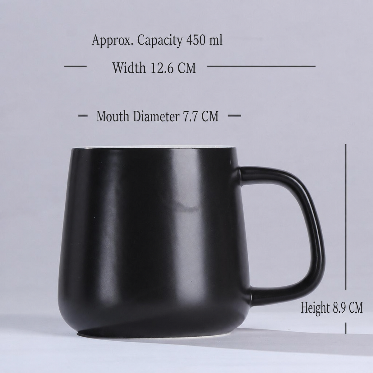 Ceramic Coffee Mug – 450ml Minimalist Glossy Coffee & Tea Cup with Handle