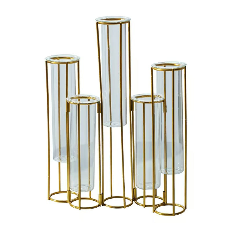 Test Tube Glass Vase Set with Metal Stand