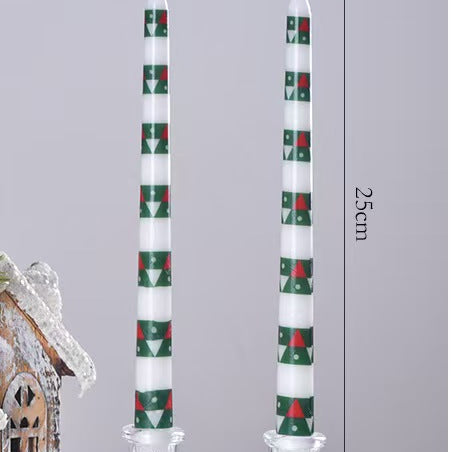 25cm Christmas Printed Taper Candles – Set of 2