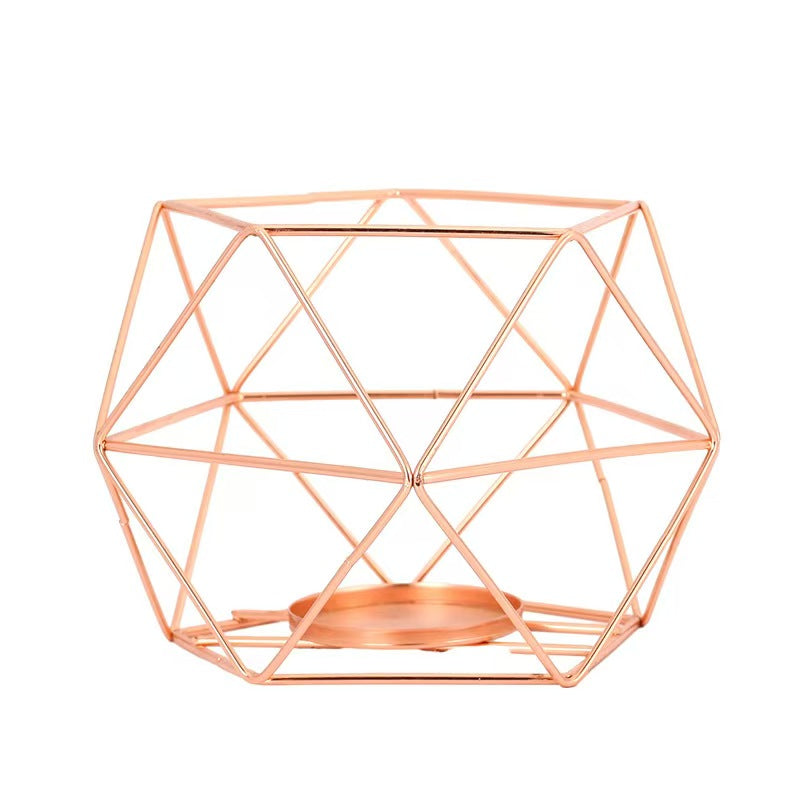 Geometric Iron Candleholder Set, Modern Decorative Ornament