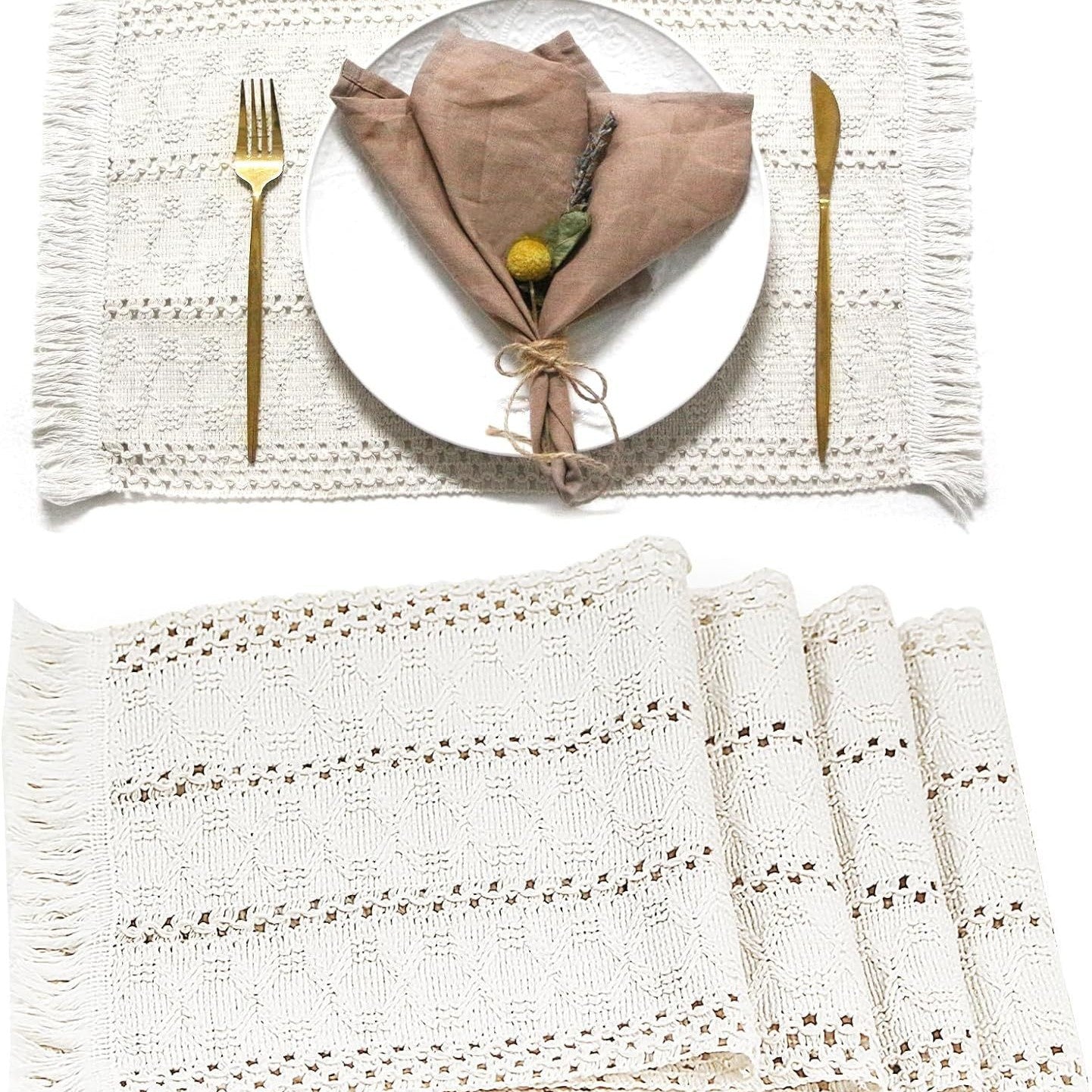 Nordic Cotton Linen Placemat, Table Mat for Dinner Parties, Weddings and Everyday Dining