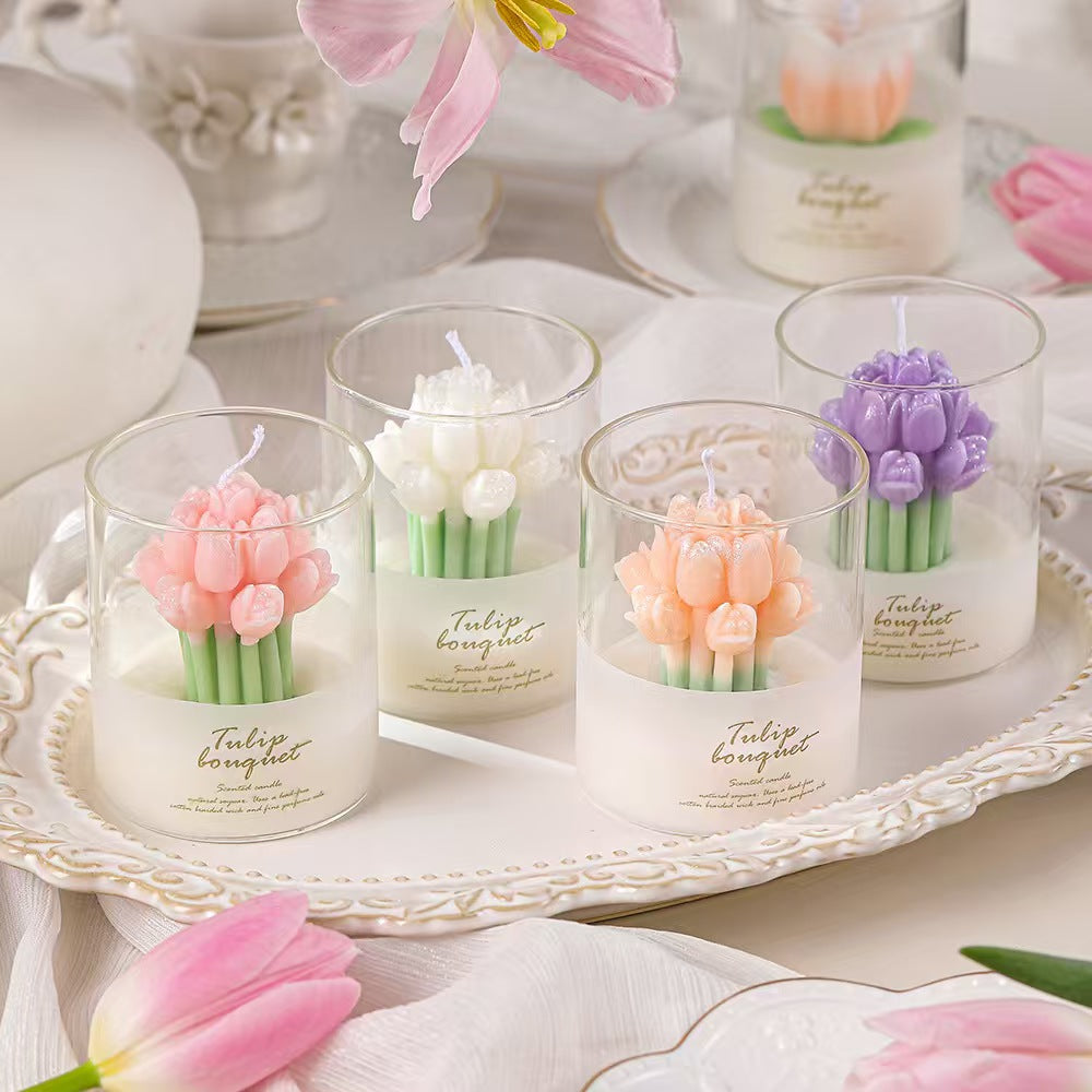 Tulip Bouquet Scented Candle Cup