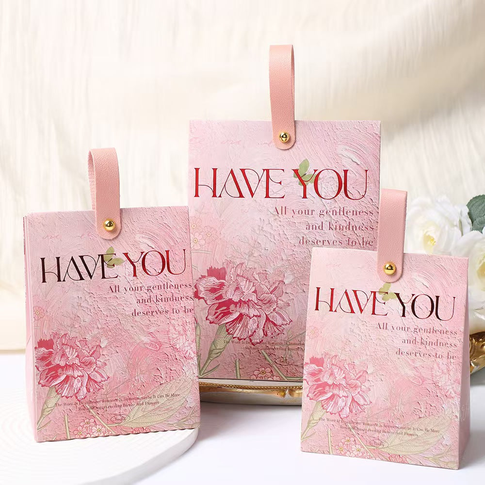 Oil Painting Style Candy Gift Bag Paper Handle Party Bag