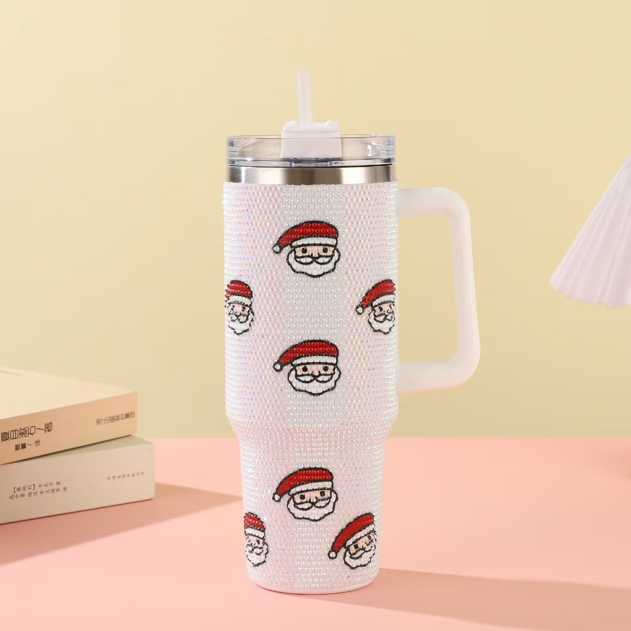 Rhinestone Embellished 40oz Stainless Steel Insulated Tumbler with Straw – Double Wall Sparkling Travel Mug