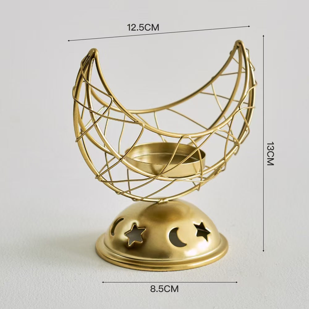 Crescent Moon Metal Incense Burner, Iron Decor Piece