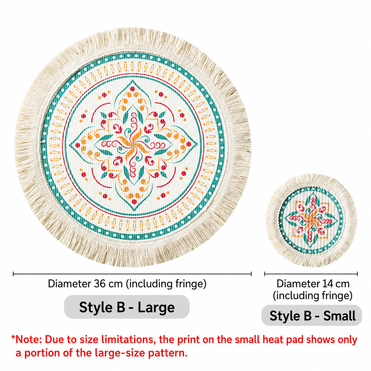Printed Boho Placemat, Mandala Tassel Table Mat for Kitchen Decor
