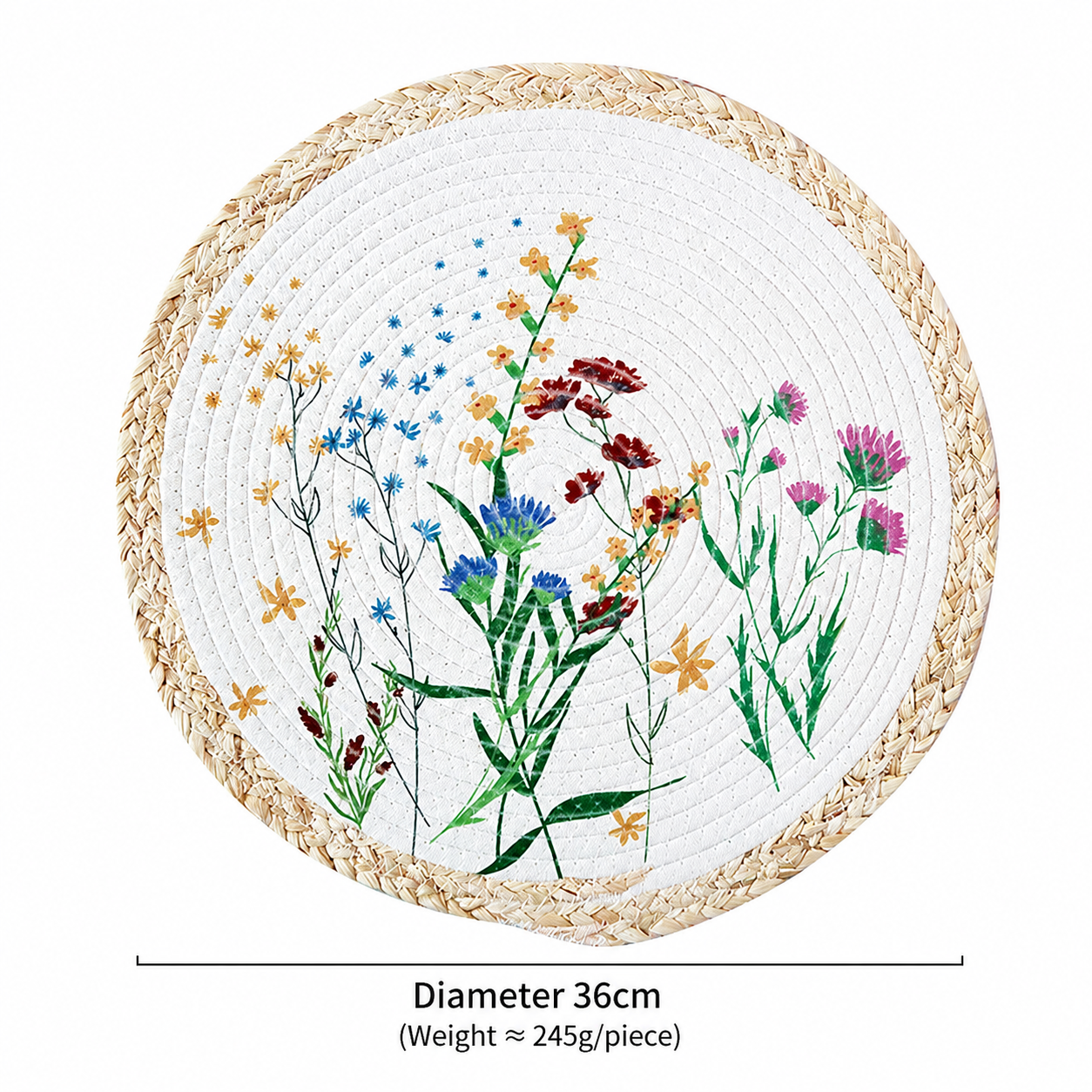 Round Cotton Rope Placemat, Printed Heat-Resistant Table Mat