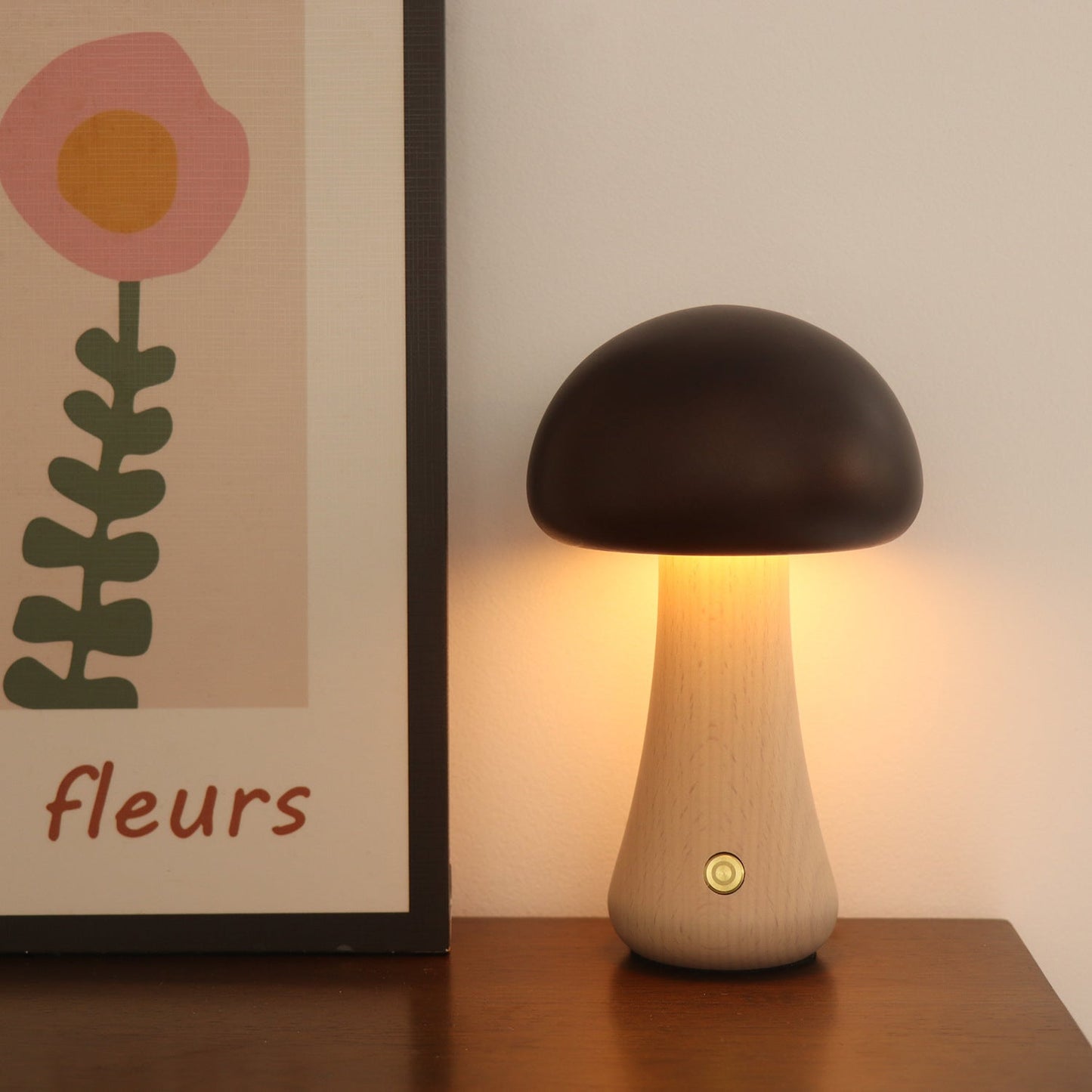 Ins Mushroom Night Light – Touch LED Bedside Ambient Lamp