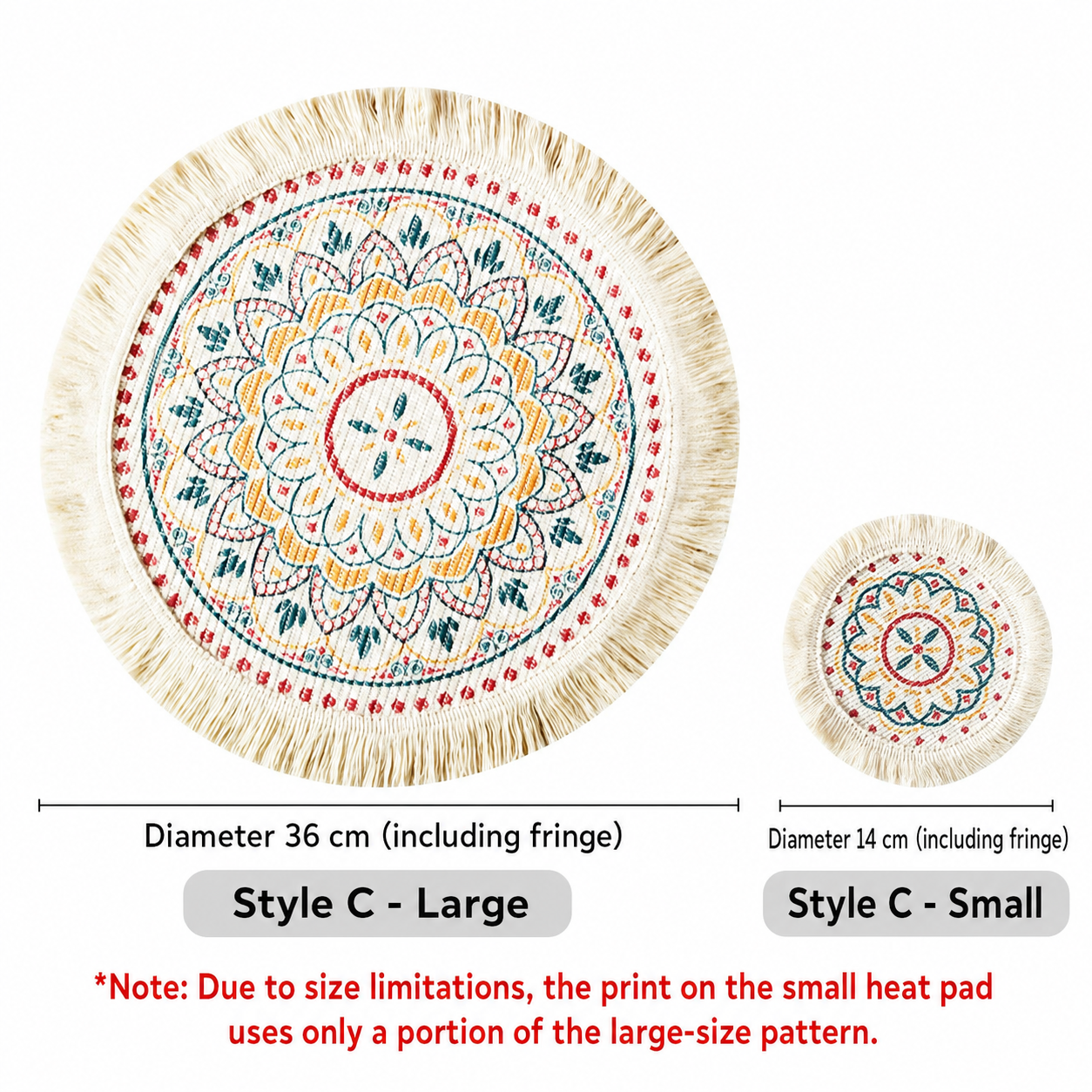 Printed Boho Placemat, Mandala Tassel Table Mat for Kitchen Decor