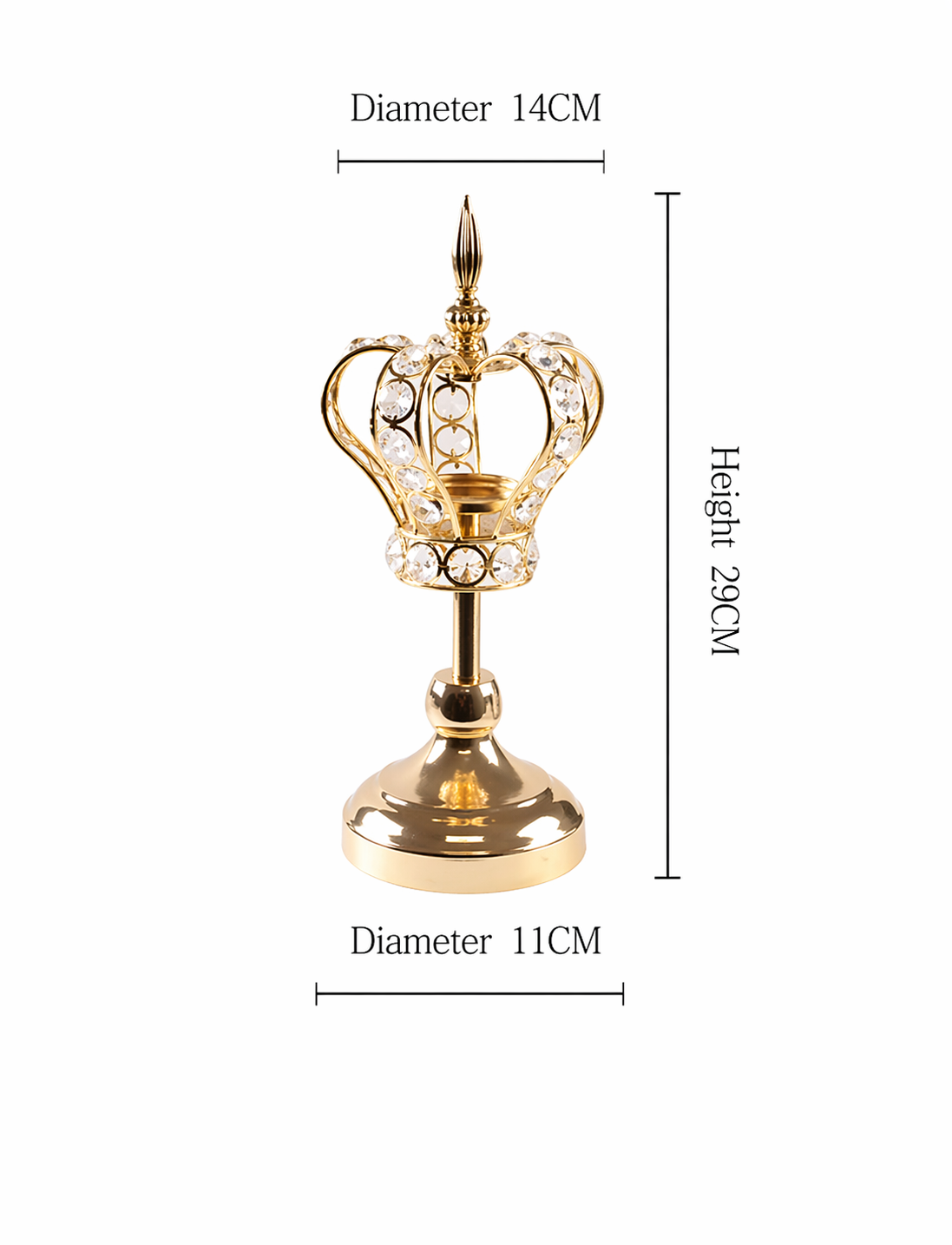 Crystal Crown Candleholder Candlelight Dinner Decor, Heavy Duty Exquisite Iron Ornament