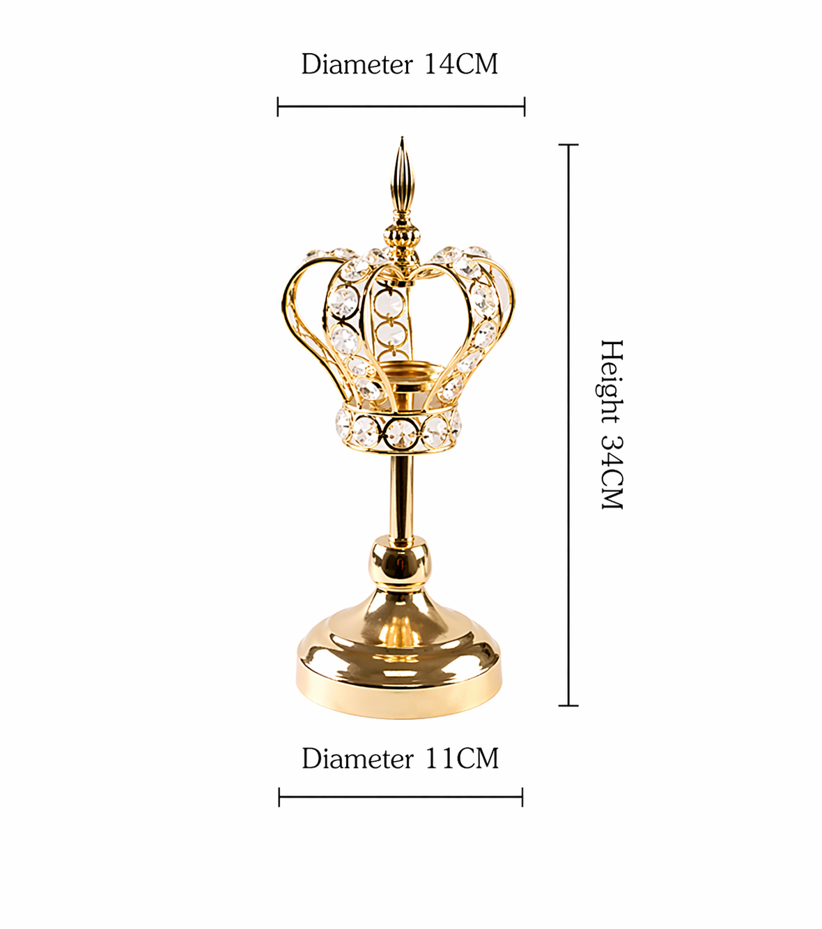 Crystal Crown Candleholder Candlelight Dinner Decor, Heavy Duty Exquisite Iron Ornament