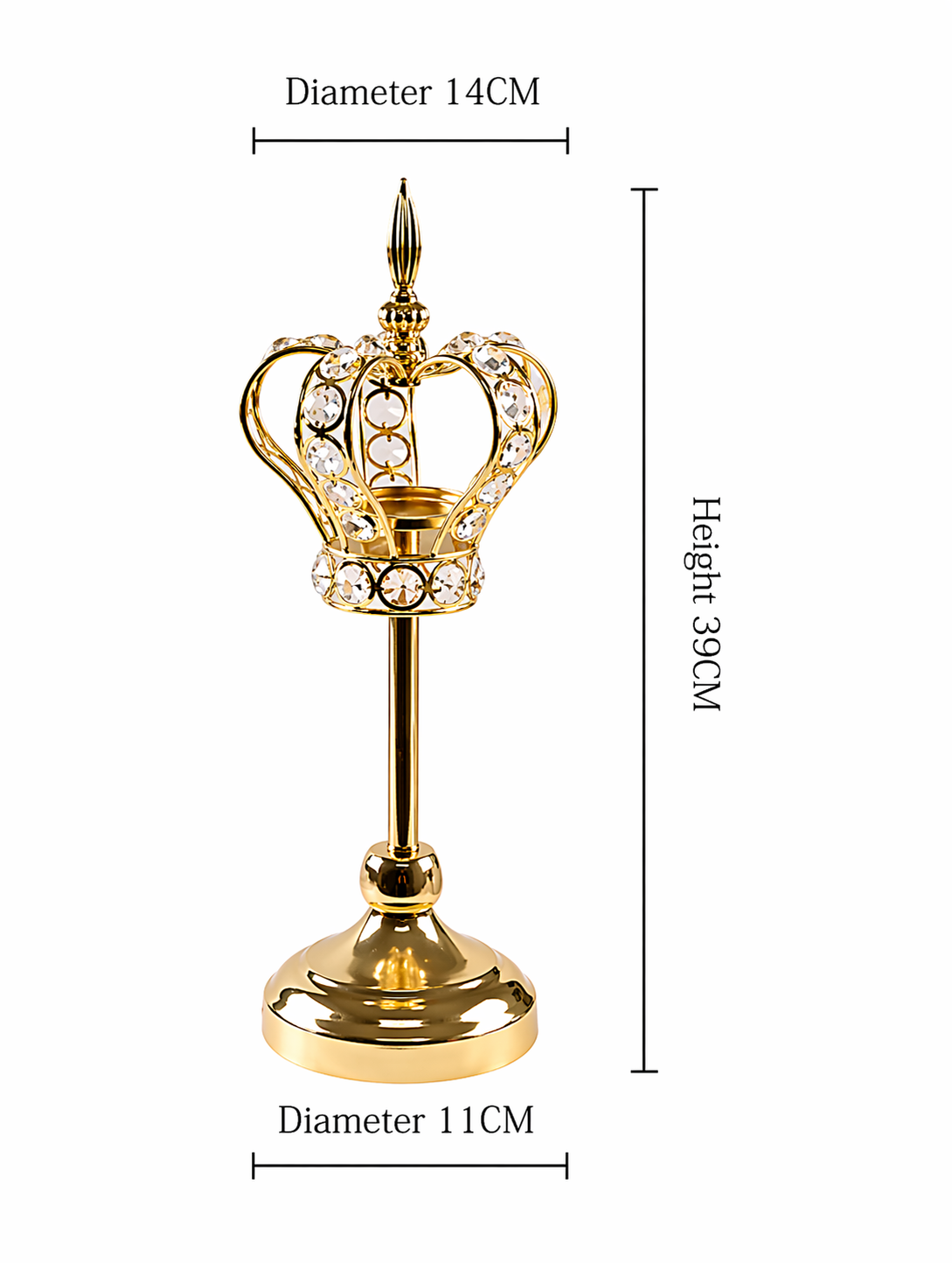 Crystal Crown Candleholder Candlelight Dinner Decor, Heavy Duty Exquisite Iron Ornament