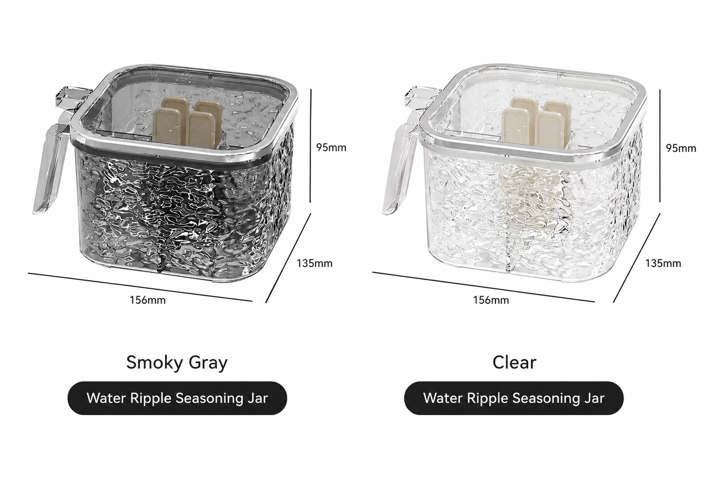 Multi-Grid Kitchen Seasoning Organizer Box, Clear Spice Storage Container with Compartments for Cooking Essentials
