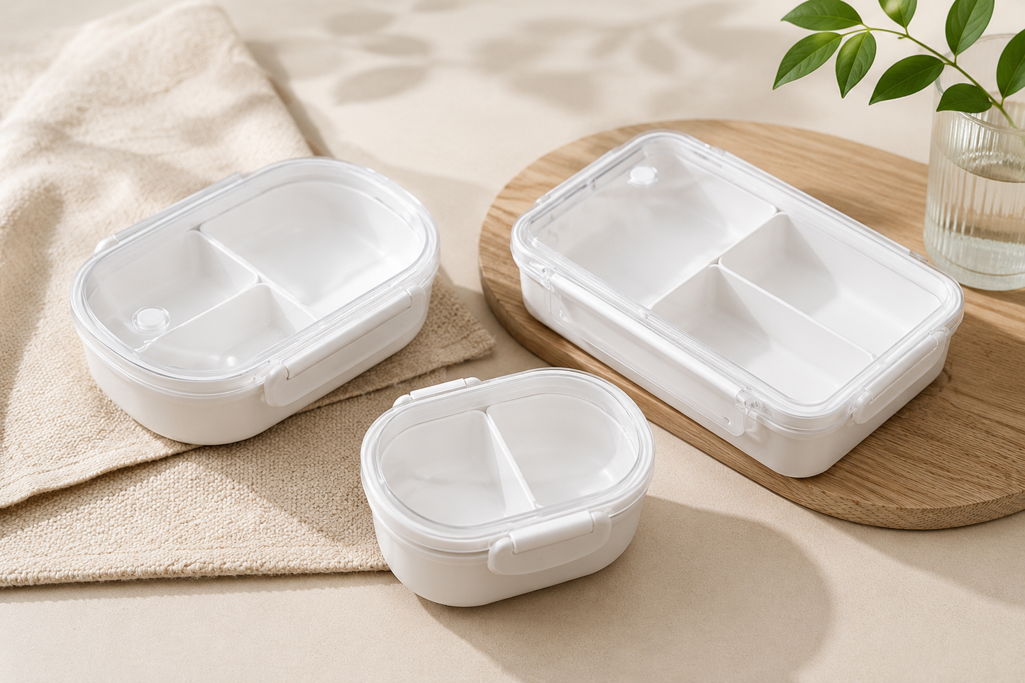 Portable Bento Lunch Box with Compartments Leakproof Food Storage Container for Fruits Snacks Meals