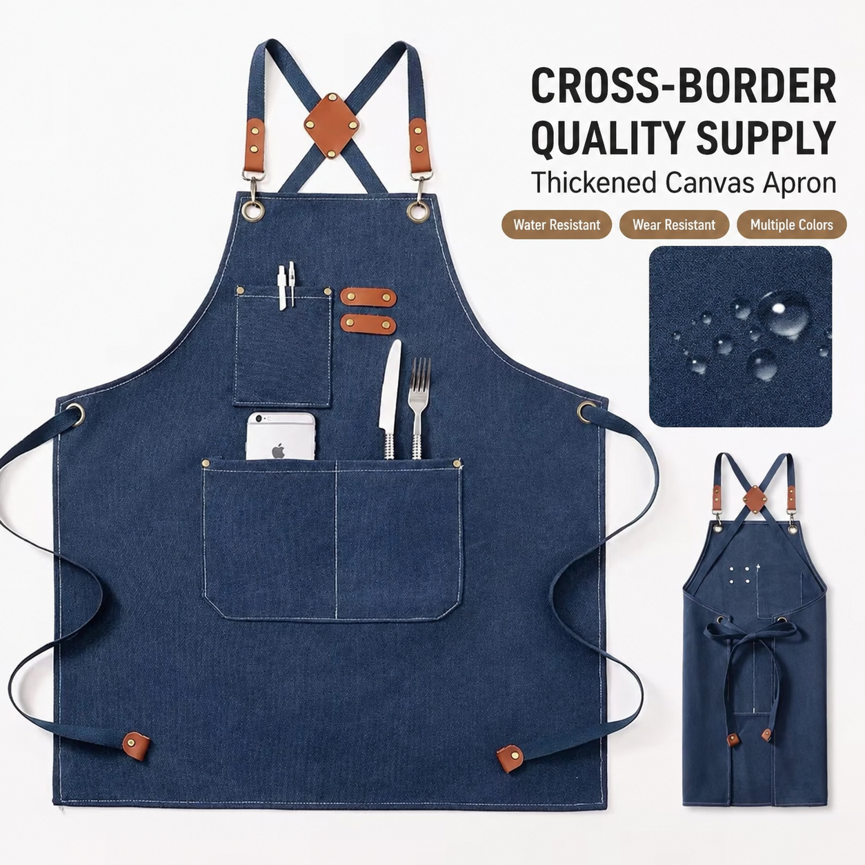 Thick Canvas Waterproof Oil-Resistant Work Denim Apron