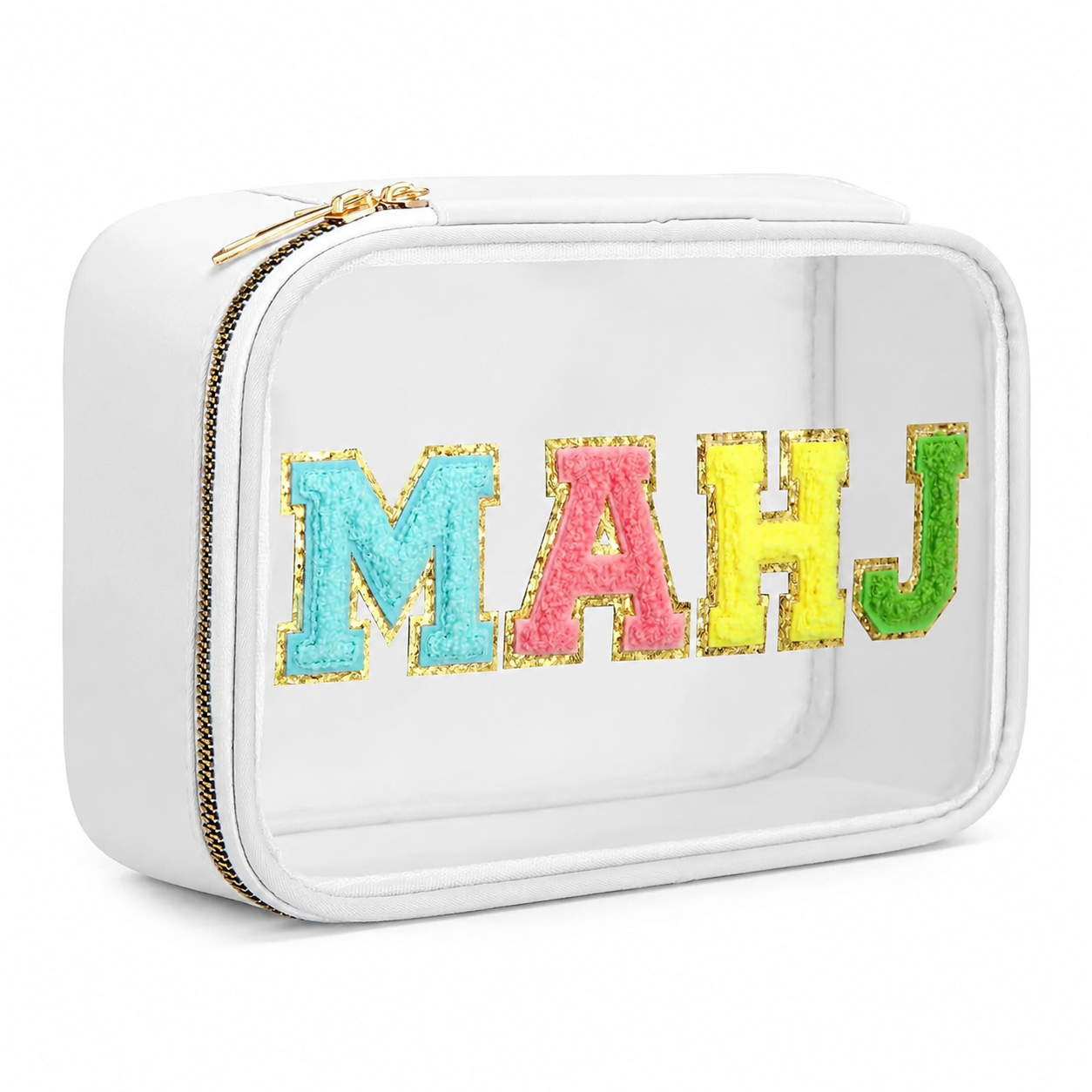 Large Mahjong Storage Bag – Waterproof PVC Travel Organizer with Letter Design for Mahjong Sets & Accessories