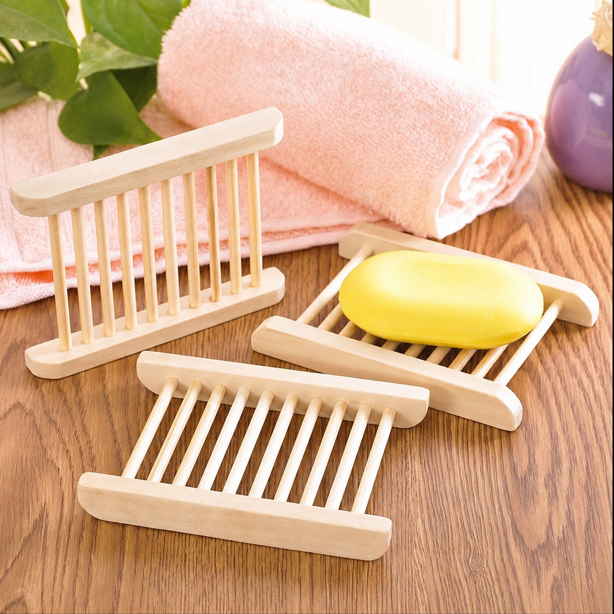 Natural Wooden Soap Dish | Drainage Soap Holder Tray for Handmade Bar Soap & Bathroom