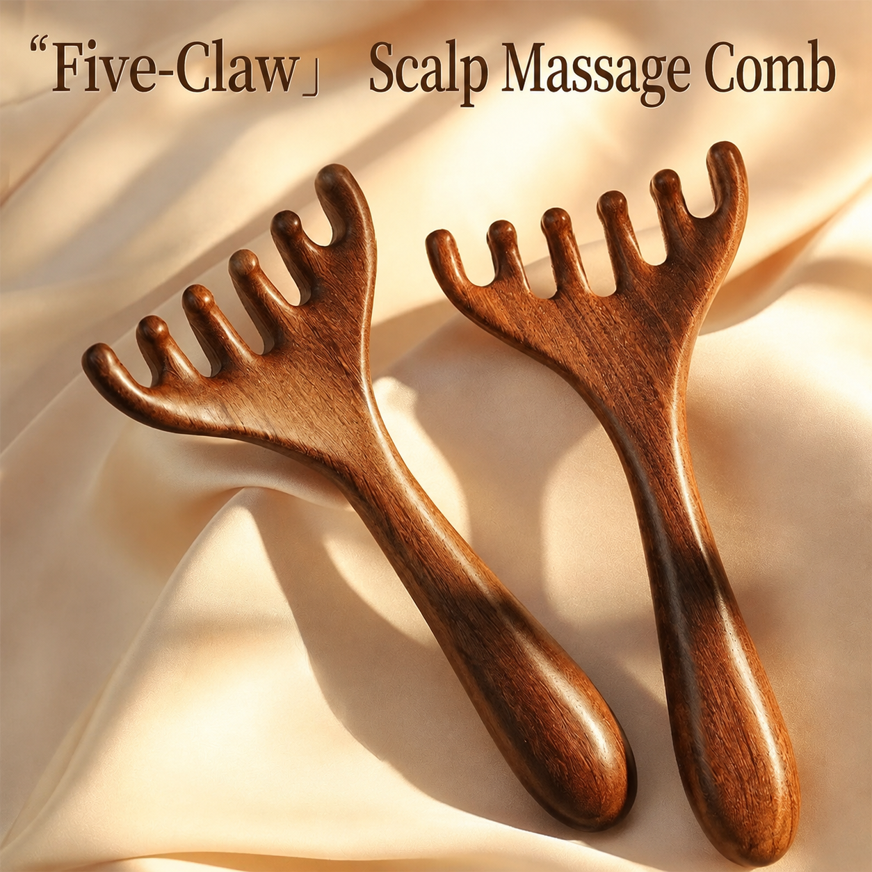 Wooden Scalp Massage Comb – Five-Claw Head Massager for Scalp Relaxation & Stress Relief
