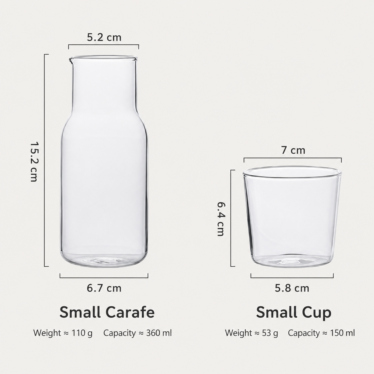 Hand Blown Heat Resistant Glass Carafe Tumbler Set