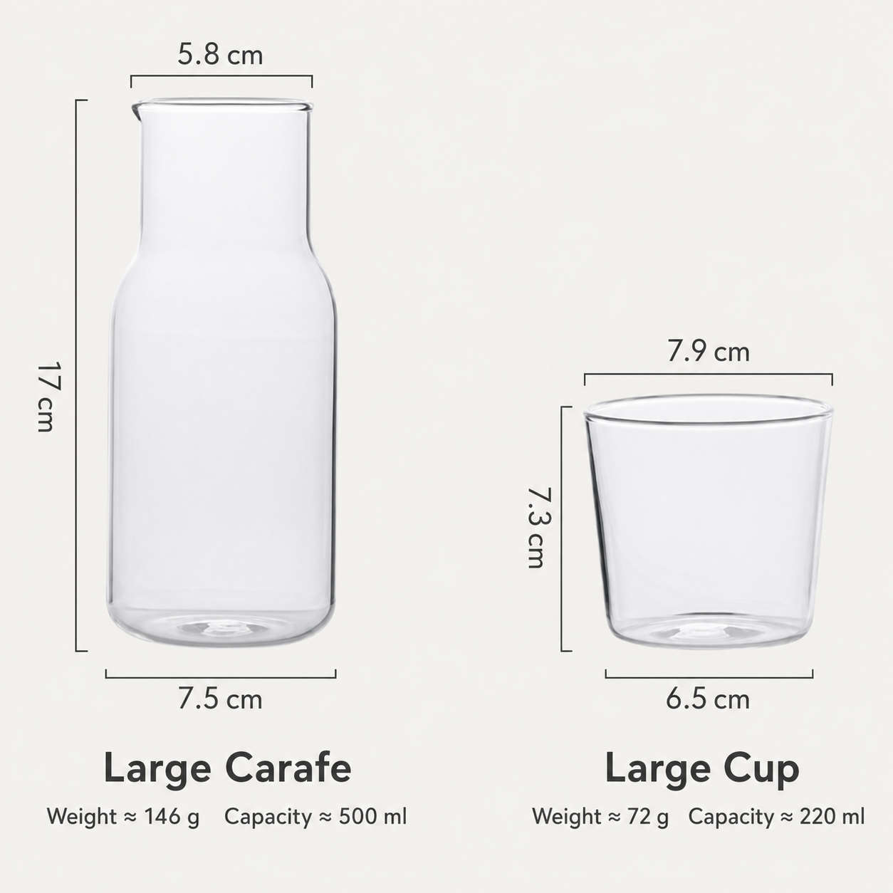 Hand Blown Heat Resistant Glass Carafe Tumbler Set