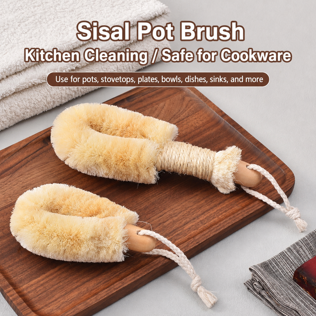 Beech Handle Sisal Scrub Brush
