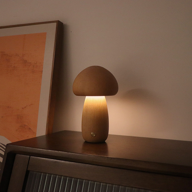Ins Mushroom Night Light – Touch LED Bedside Ambient Lamp