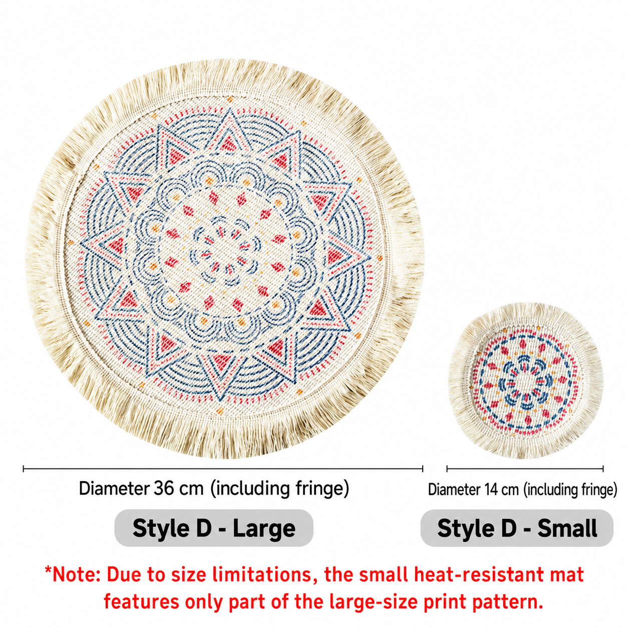 Printed Boho Placemat, Mandala Tassel Table Mat for Kitchen Decor