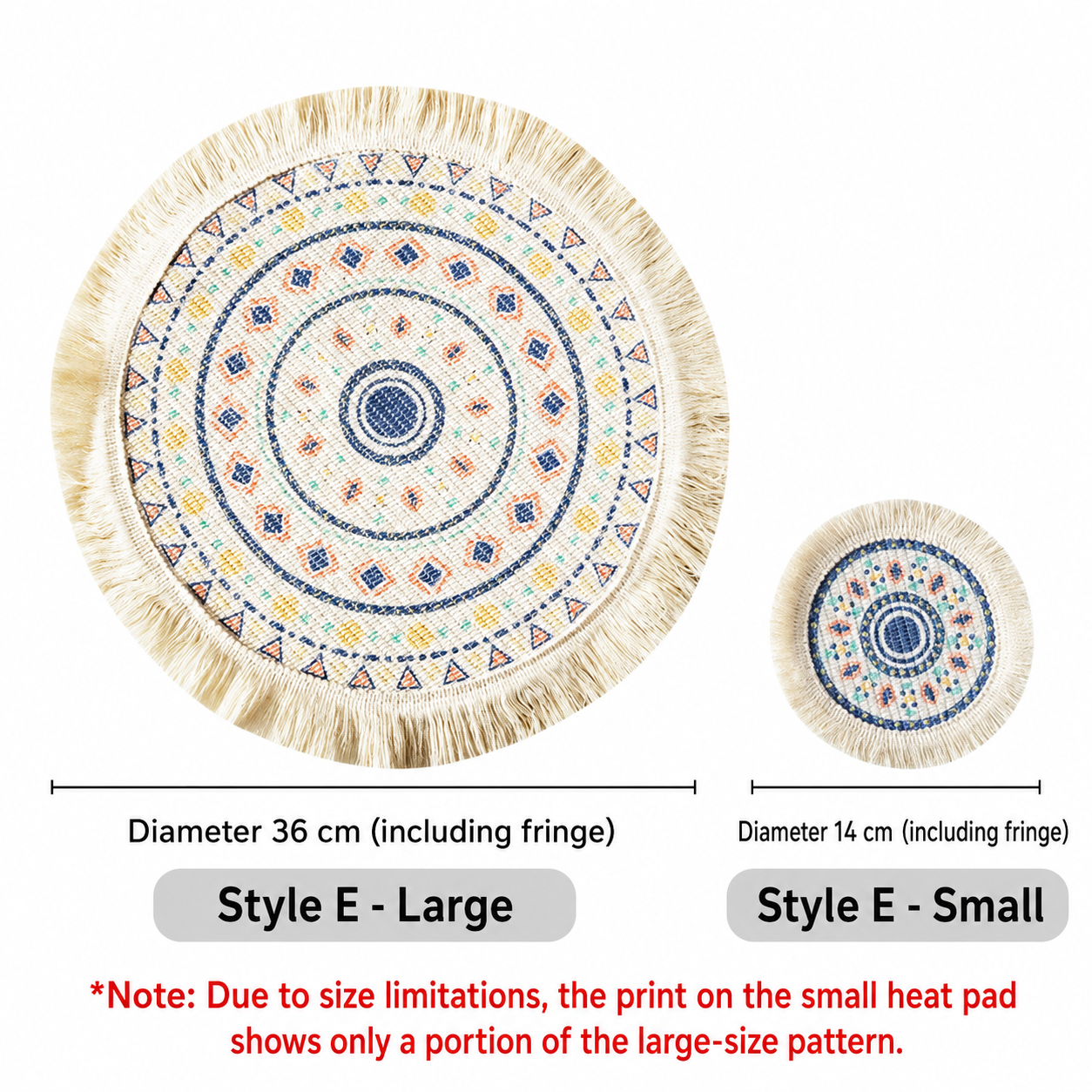 Printed Boho Placemat, Mandala Tassel Table Mat for Kitchen Decor
