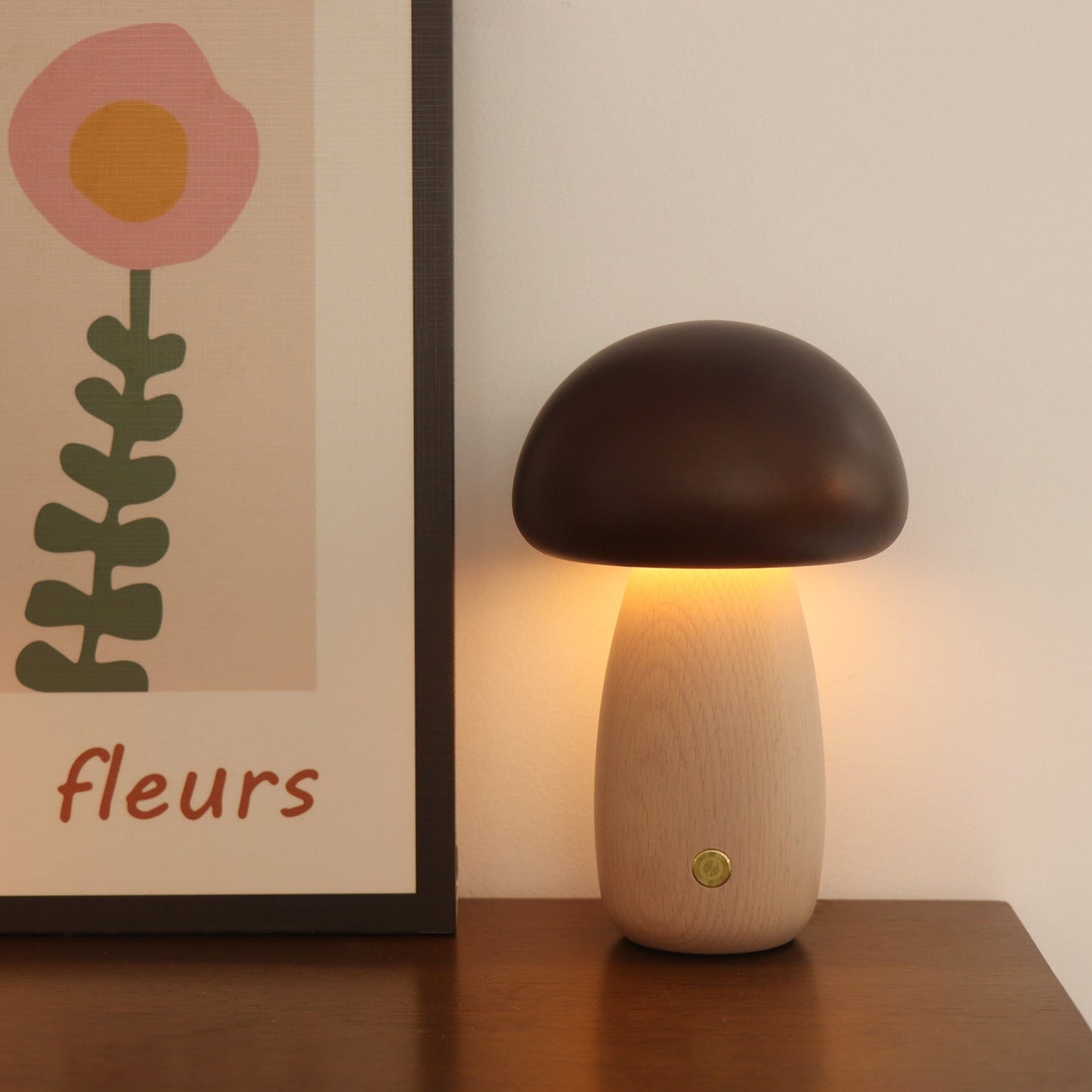 Ins Mushroom Night Light – Touch LED Bedside Ambient Lamp