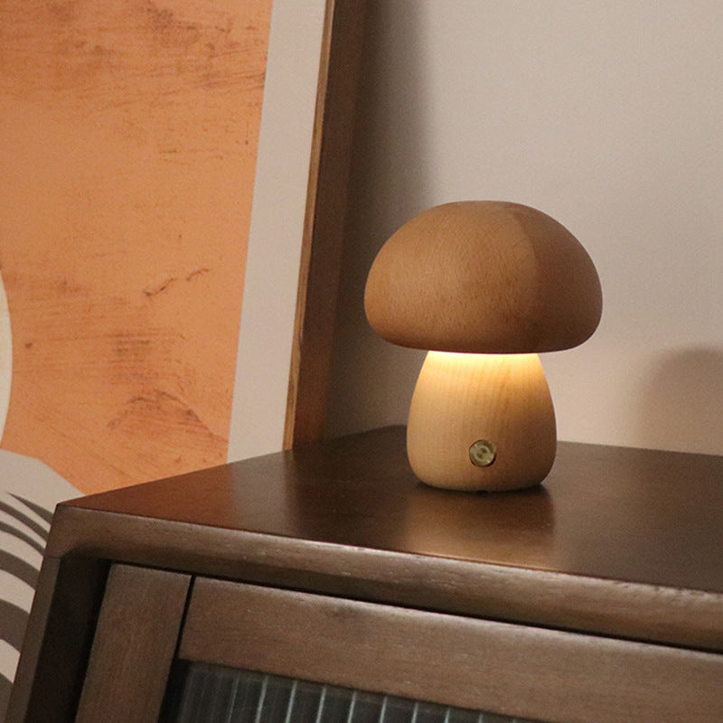 Ins Mushroom Night Light – Touch LED Bedside Ambient Lamp