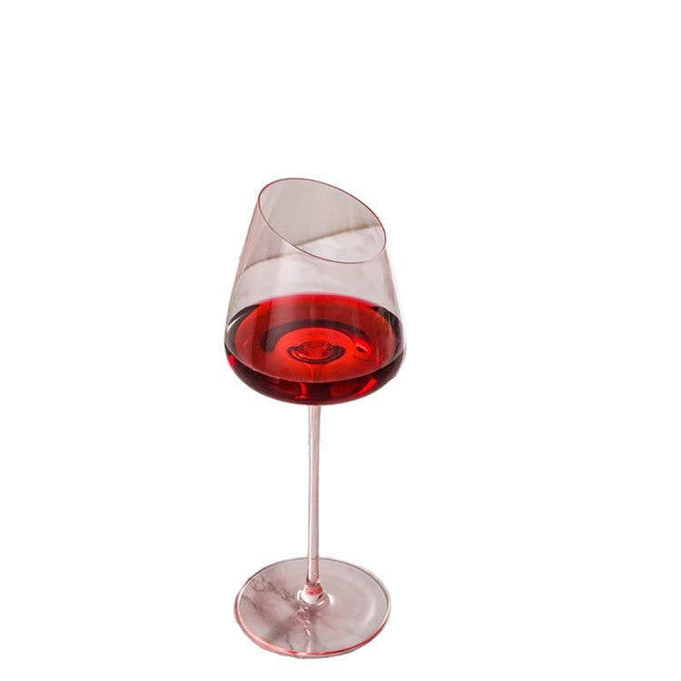 Pink Crystal Wine Glass – Luxury Angled Rim Stemmed Goblet