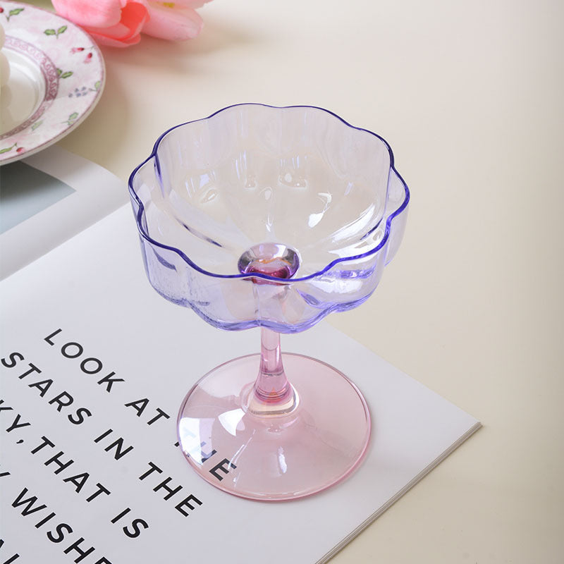 French-Inspired Petal Stemmed Glass – Elegant Champagne, Wine & Dessert Goblet