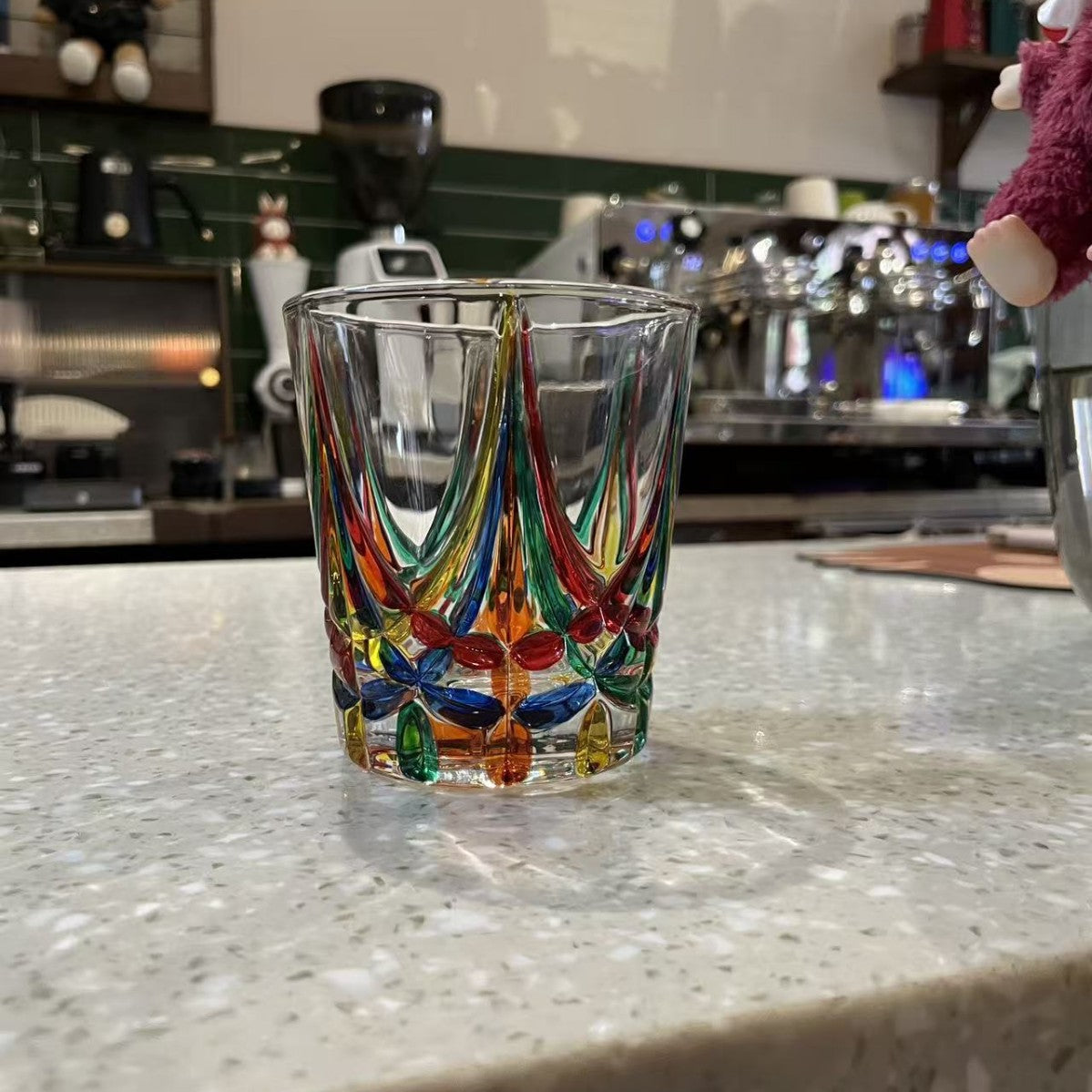 Vintage Embossed Glass Tumbler – Bohemian Dot Pattern Whiskey & Juice Glass