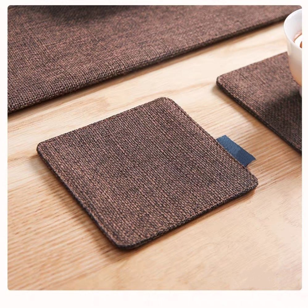 Natural Jute Fabric Drink Coasters, Rustic Table Protection Pads for Coffee Cups & Home Decor